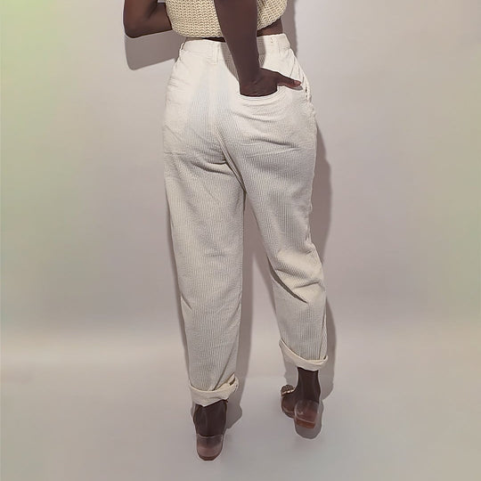 Two Piece Set - 100% Cotton High Rise Tapered Pants