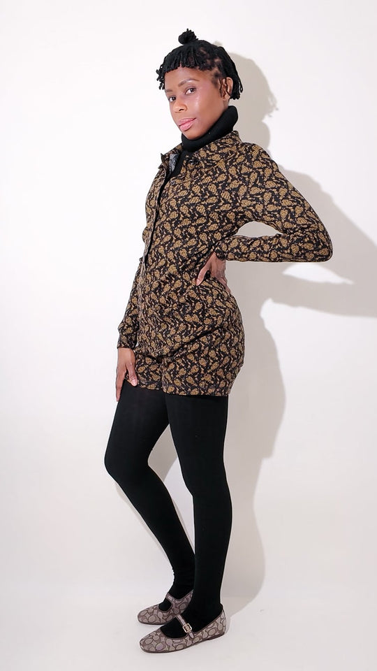 Floral Print Long Sleeve Romper – Soft Ribbed Henley